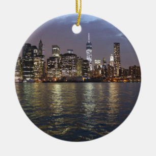 New York Skyline Hudson River World Trade Center Keramisch Ornament