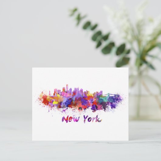 New York skyline in waterverf Briefkaart (Staand voorkant)