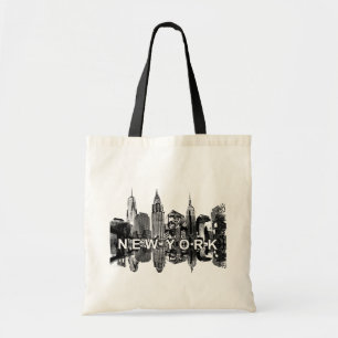 New York skyline in zwarte inkt Tote Bag