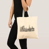 New York skyline inkt canvas tas (Voorkant (product))