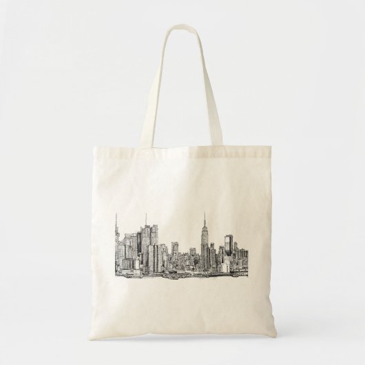New York skyline inkt canvas tas (Voorkant)
