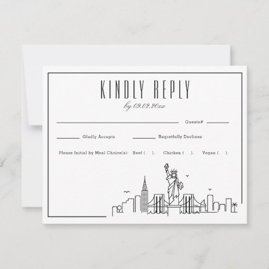 New York Skyline | Mariage RSVP + Choix de repas (Devant)