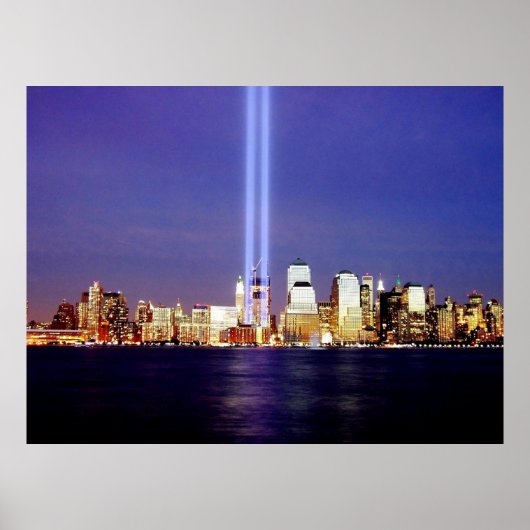 New York Skyline Night Lights Memorial Poster (Voorkant)