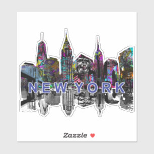 New York skyline op graffiti Sticker