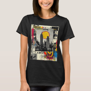 New york skyline punk grunge vintage retro graffit t-shirt
