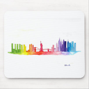 New York skyline Rainbow NYC modern Muismat