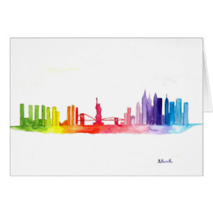 New York skyline Rainbow waterverf NYC