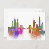 New York Skyline - Regenboog Briefkaart (Voorkant / Achterkant)