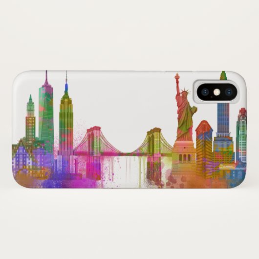 New York Skyline - Regenboog Case-Mate iPhone Case (Achterkant (horizontaal))