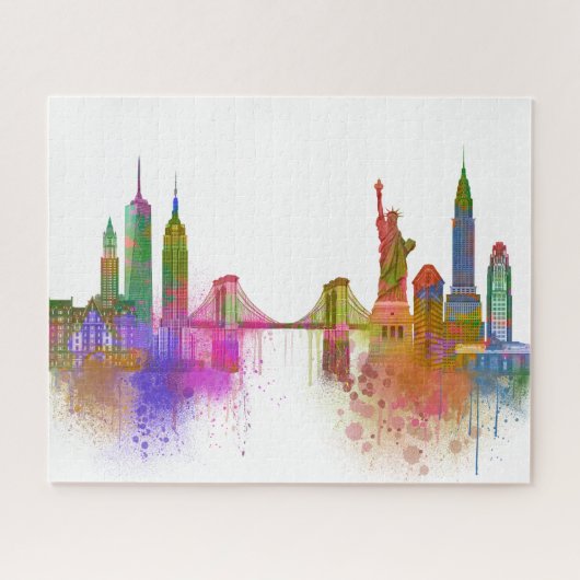 New York Skyline - Regenboog Legpuzzel (Horizontaal)