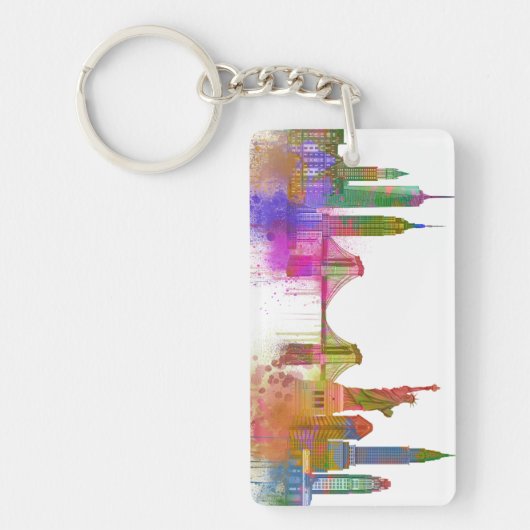 New York Skyline - Regenboog Sleutelhanger (Voorkant)