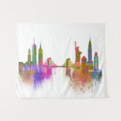 New York Skyline - Regenboog Wandkleed (Voorkant (horizontaal))