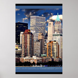 New York Skyline, Sailboot op de Hudson rivier Poster