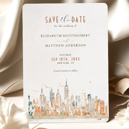 New York Skyline Save-the-Date Kaart