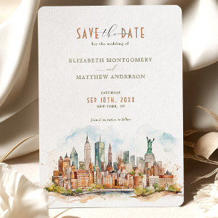 New York Skyline Save-the-Date Kaart