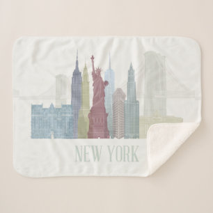New York Skyline Sherpa Deken