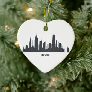 New York Skyline Silhouette Black Elegant American Keramisch Ornament