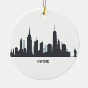 New York Skyline Silhouette Black Elegant American Keramisch Ornament