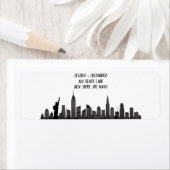 New York Skyline Silhouette Black Elegant Script Etiket (Insitu)