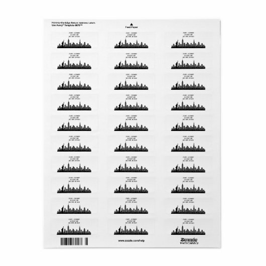 New York Skyline Silhouette Black Elegant Script Etiket (Full Sheet)