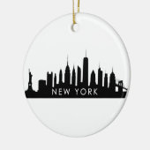 New York Skyline Silhouette Black Elegant Script Keramisch Ornament (Links)
