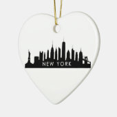 New York Skyline Silhouette Black Elegant Script Keramisch Ornament (Links)