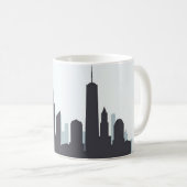 New York Skyline Silhouette Black Elegant Script Koffiemok (Voorkant rechts)