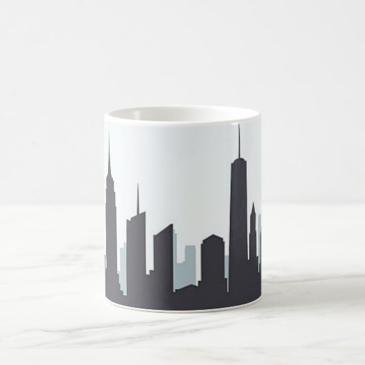 New York Skyline Silhouette Black Elegant Script Koffiemok (Center)
