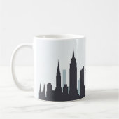 New York Skyline Silhouette Black Elegant Script Koffiemok (Links)