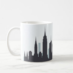 New York Skyline Silhouette Black Elegant Script Koffiemok