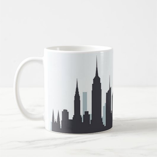 New York Skyline Silhouette Black Elegant Script Koffiemok (Links)