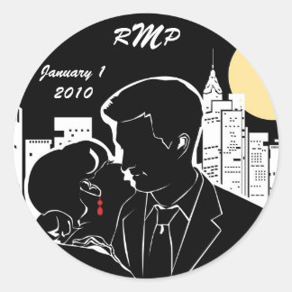 New York Skyline Silhouette Ronde Sticker