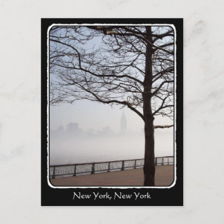 New York Skyline Silhouette Tree Branches border Briefkaart