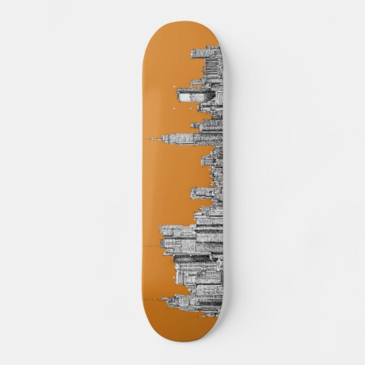 New York skyline sinaasappel Skateboard (Voorkant)