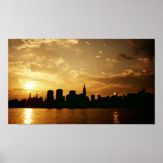 New York Skyline Sunset Poster (Voorkant)