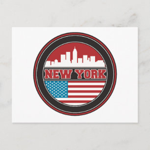 New York Skyline Verenigde Staten-vlag Briefkaart