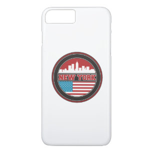 New York Skyline Verenigde Staten-vlag iPhone 8 Plus / 7 Plus Hoesje