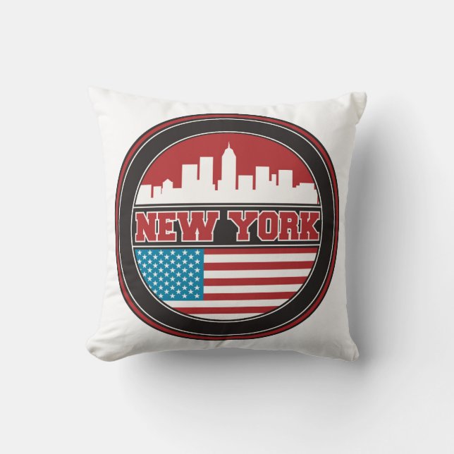 New York Skyline | Verenigde Staten-vlag Kussen (Voorkant)