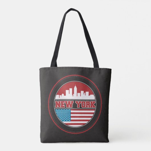 New York Skyline | Verenigde Staten-vlag Tote Bag (Achterkant)