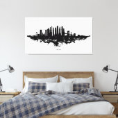 New York Skyline Waterverf Black en White Canvas Afdruk (Insitu (Slaapkamer))