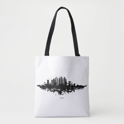 New York Skyline Waterverf Black en White Draagtas (Voorkant)