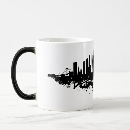 New York Skyline Waterverf Black en White Magische Mok (Links)