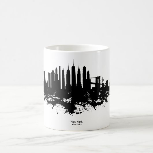 New York Skyline Waterverf Black en White Magische Mok (Center)