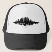 New York Skyline Waterverf Black en White Trucker Pet (Voorkant)