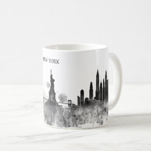 New York Skyline Waterverf Black Minimal Gift Koffiemok