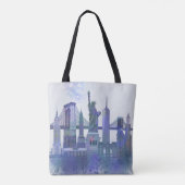 New York Skyline - Waterverf Blue Draagtas (Achterkant)