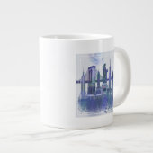 New York Skyline - Waterverf Blue Extra Grote Beker (Voorkant rechts)