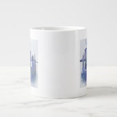 New York Skyline - Waterverf Blue Extra Grote Beker (Voorkant)
