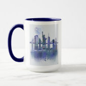 New York Skyline - Waterverf Blue Mok (Links)