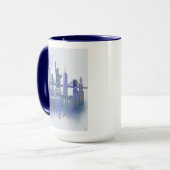 New York Skyline - Waterverf Blue Mok (Voorkant links)